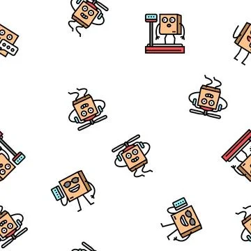 Cardboard character box package vector seamless pattern 스톡 일러스트