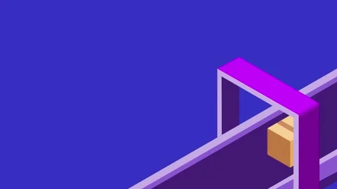 Cardboard checking gate on conveyor belt isometric animation Stock Footage 277346317