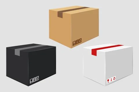 Cardboard Close Box. Side View. Package Design Stock Illustration