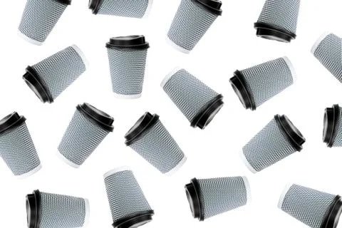 Cardboard cups on a white background. For drinking Stock Photos