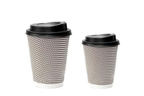 Cardboard cups on a white background. For drinking Stock Photos