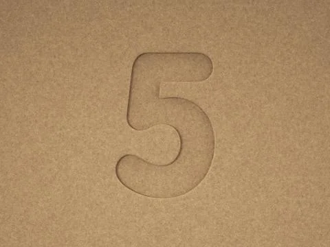 Cardboard cutout number five Stock Photos
