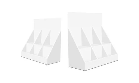 Cardboard Display Boxes With Shelves, Side View Stock Illustration