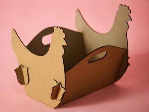 The cardboard Easter background. Cardboard Easter Decoration. 库存照片