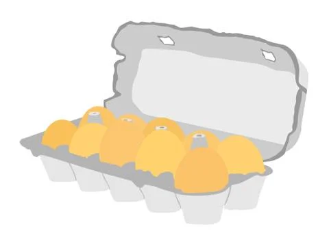 Cardboard egg box vector with ten  eggs isolated on white background 스톡 일러스트