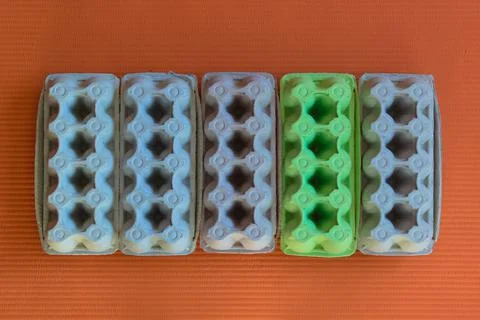 Cardboard egg containers ready for recycling Stock Photos
