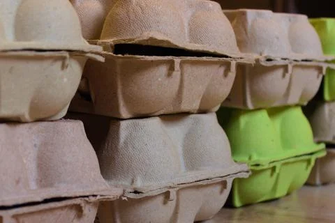 Cardboard egg containers ready for recycling Stock Photos