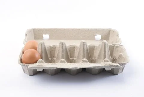 Cardboard egg rack with eggs Stock Photos