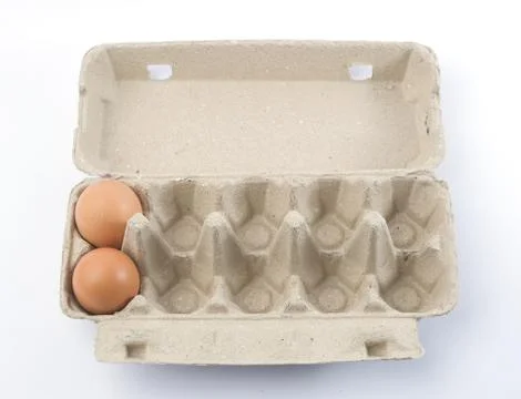 Cardboard egg rack with eggs Stock Photos
