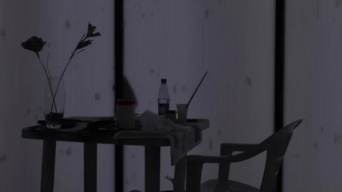 Cardboard flowers on the table outside the window Stock Footage 86452377