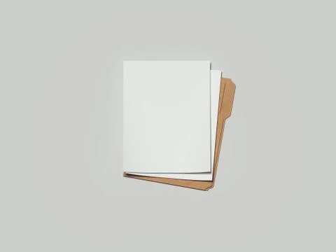 Cardboard folder with paper, 3d rendering Stock Photos