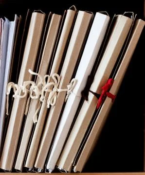 Cardboard folders with papers Stock Photos