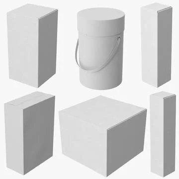 Cardboard Food Boxes Collection 3D Model