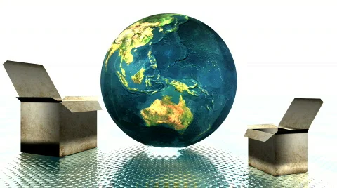 Cardboard gift box with globe Stock Footage 271506
