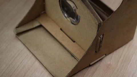Cardboard Glasses For Virtual Reality Smartphone Accessories Rotating Table Stock Footage