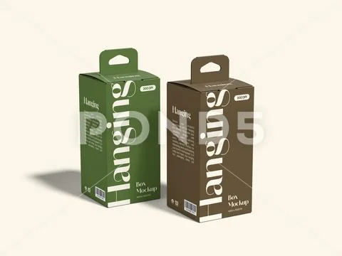 Cardboard Hanging Box Mockup PSD Template