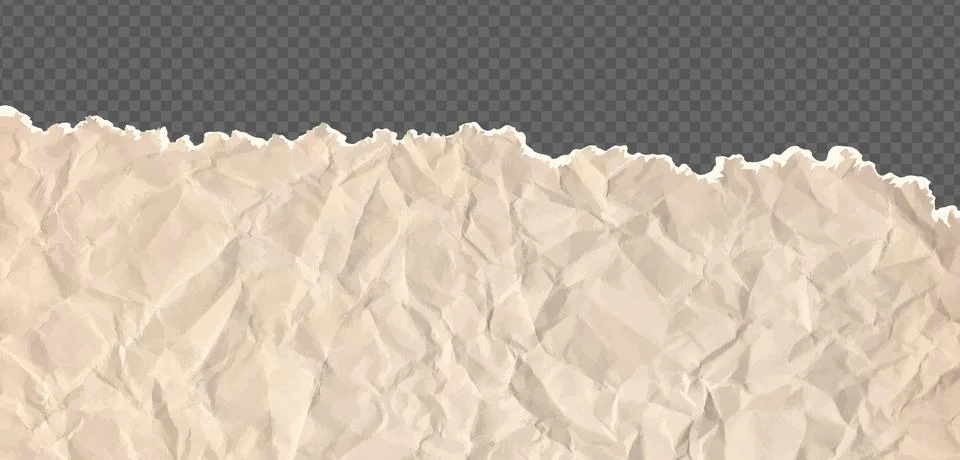 Cardboard horizontal down border with folded and torn paper beige teture. Rip Stock Illustration