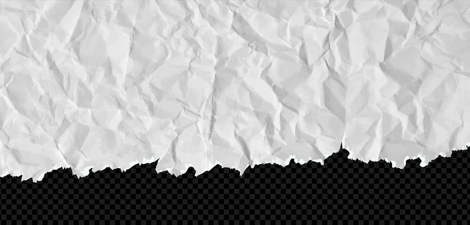 Cardboard horizontal top border with folded and torn paper teture. Rip note 库存插图