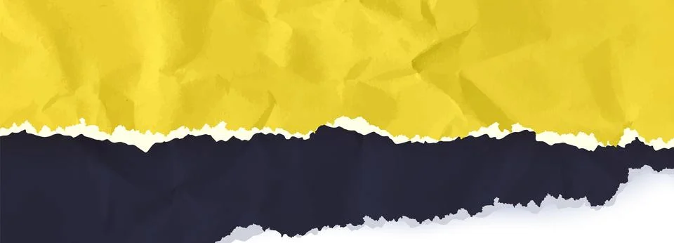 Cardboard horizontal top border with folded torn paper texture. Scrap page Stock Illustration