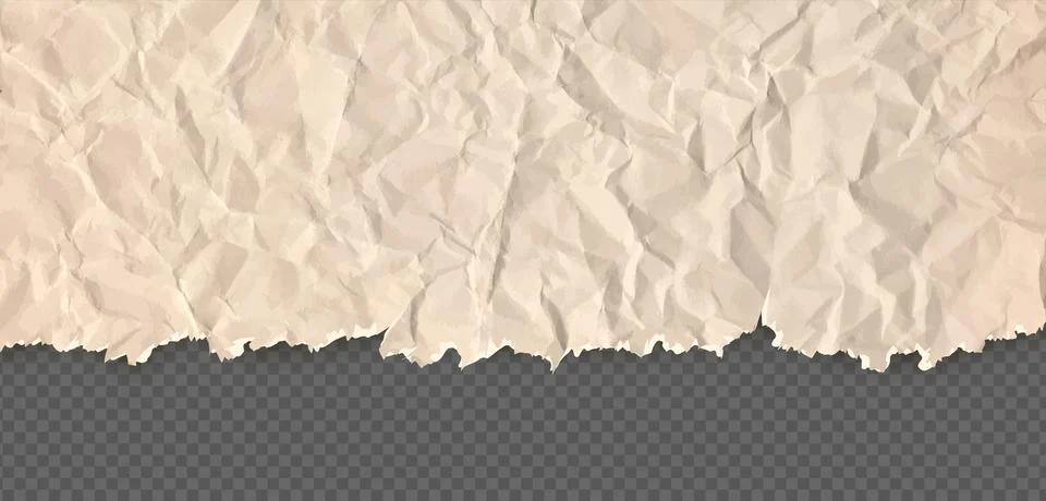 Cardboard horizontal top border with folded and torn paper beige teture. Rip Stock Illustration