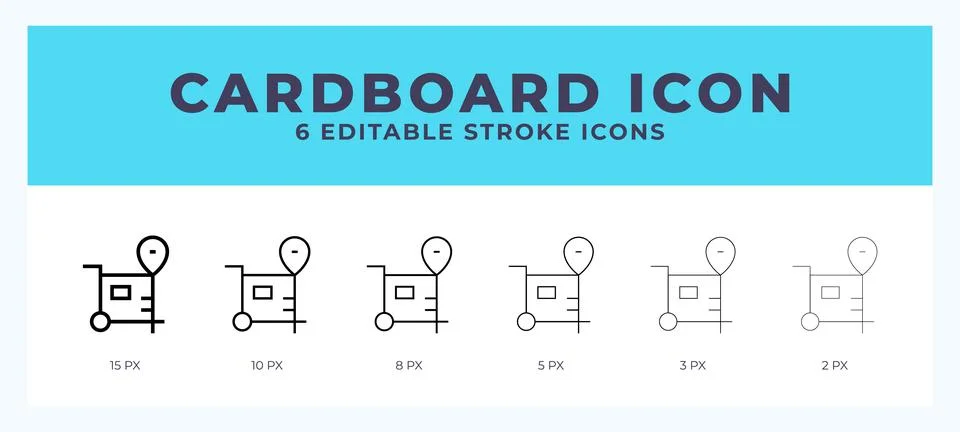 Cardboard icon with different stroke. Editable stroke. Vector illustration. 스톡 일러스트