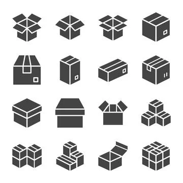 Cardboard icon set イラスト素材