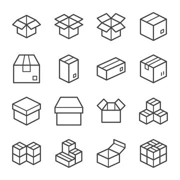 Cardboard icon set イラスト素材