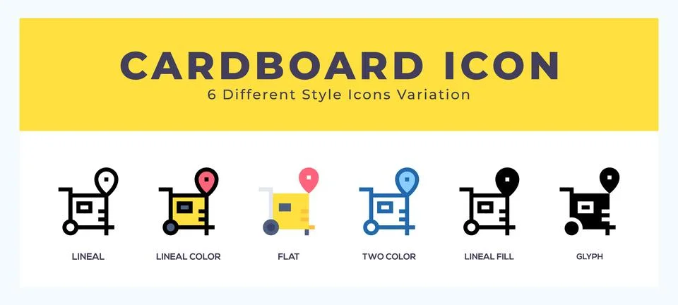Cardboard icon set pack vector illustration. Stock Illustration