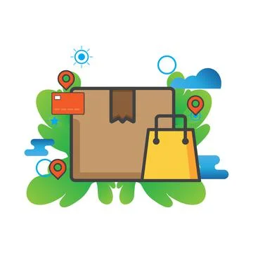 Cardboard illustration. Flat vector icon. can use for, icon design element,ui Stock Illustration