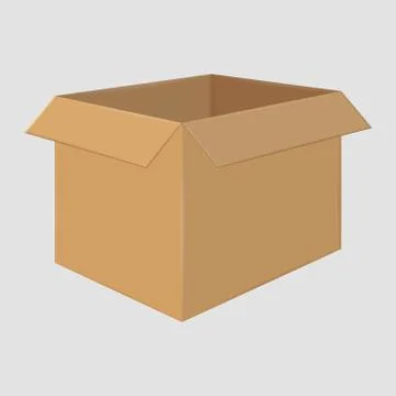 Cardboard Open Box. Side View. Package Design Stock Illustration