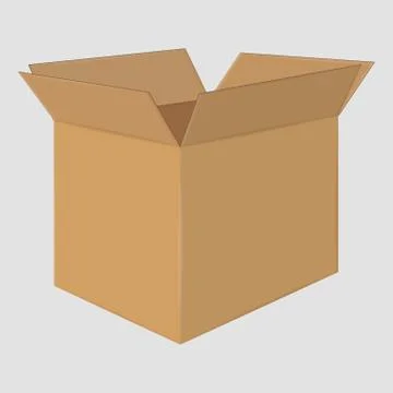 Cardboard Open Box. Side View. Package Design Stock Illustration