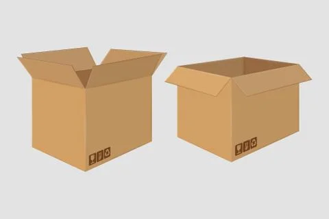 Cardboard Open Box. Side View. Package Design Stock Illustration