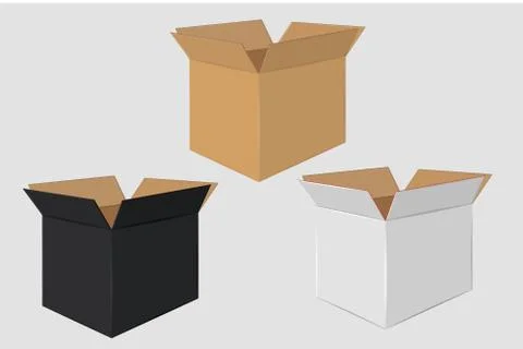 Cardboard Open Box. Side View. Package Design Stock Illustration