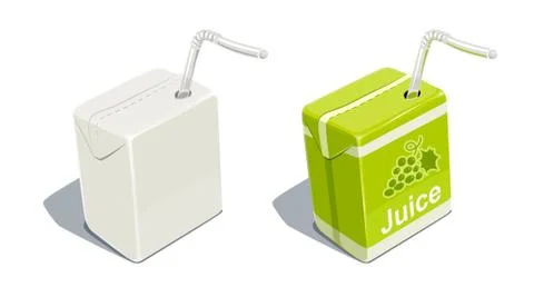 Cardboard pack with tube blank and for grapes juice. Beverage Package. Packag Stock Illustration