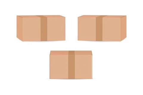 Cardboard package boxes mockup isolated on white background. Vector illustrat 스톡 일러스트