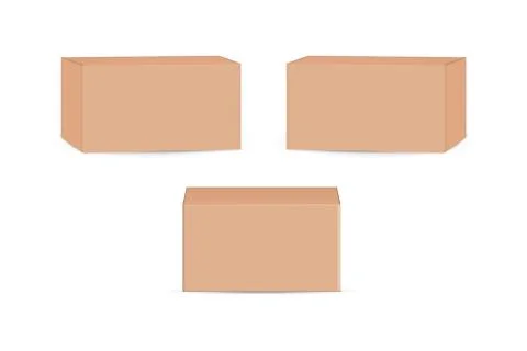 Cardboard package boxes mockup isolated on white background. Vector illustrat Stock Illustration