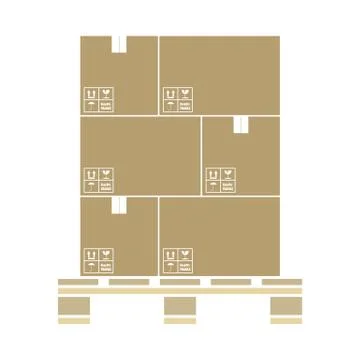 Cardboard Package Boxes On Pallet Icon 스톡 일러스트
