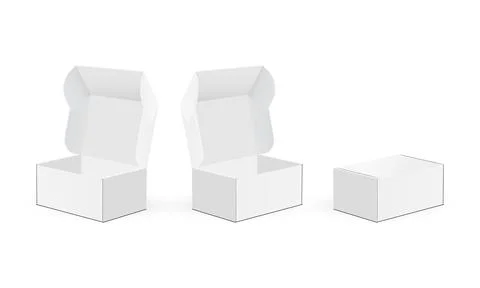 Cardboard Packaging Boxes With Opened and Closed Lid Stock Illustration