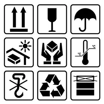 Cardboard packaging icon set 库存插图