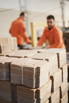 Cardboard packaging production Stock Photos