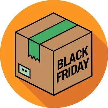 Cardboard parcel box labeled Black Friday sale Stock Illustration