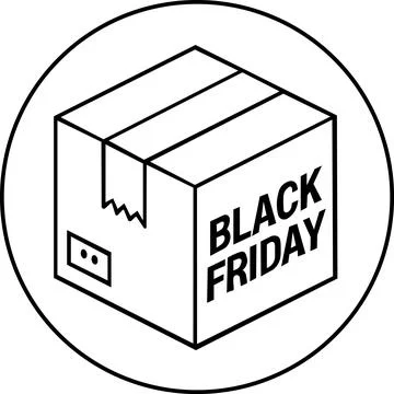 Cardboard parcel box labeled Black Friday sale Stock Illustration