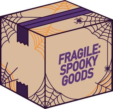 Cardboard parcel box with spider web design Ilustración de archivo