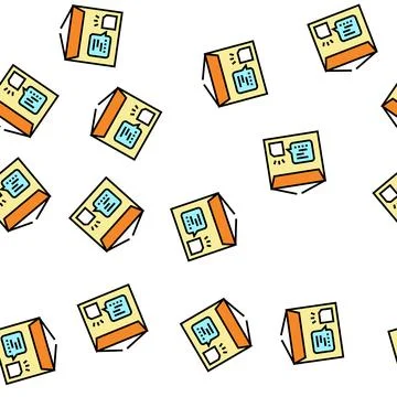 Cardboard with rfid vector seamless pattern イラスト素材