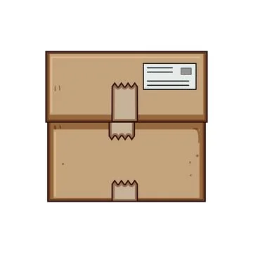 Cardboard shipping box receiving package delivery Stock Illustration