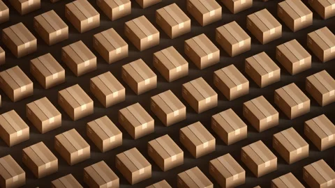 Cardboard Shipping Boxes 3D render seamless loop animation Stock Footage 332655509