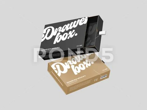 Cardboard Sliding Drawer Box Mockup PSD Template