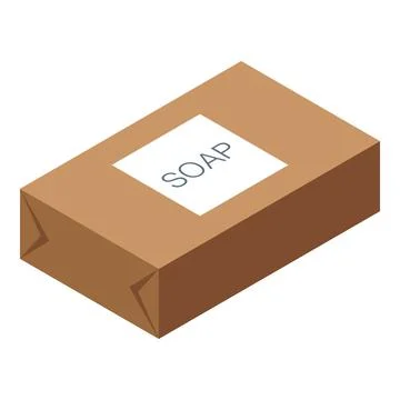 Cardboard soap packaging box presenting isometric projection Stock Illustration