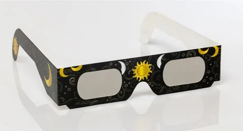 Cardboard solar eclipse glasses showing celestial pattern Stock Photos