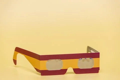 Cardboard solar eclipse viewing glasses protecting eyes Stock Photos